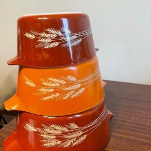 3 Vintage Pyrex Autumn Harvest Cinderella Bowls